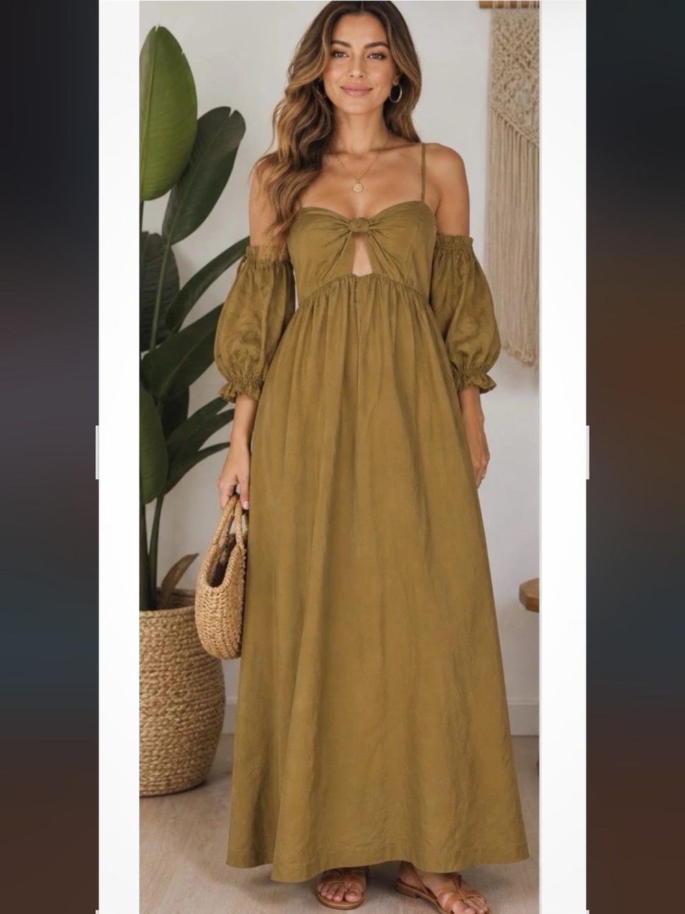 a new day Olive Knot-Front Maxi Dress